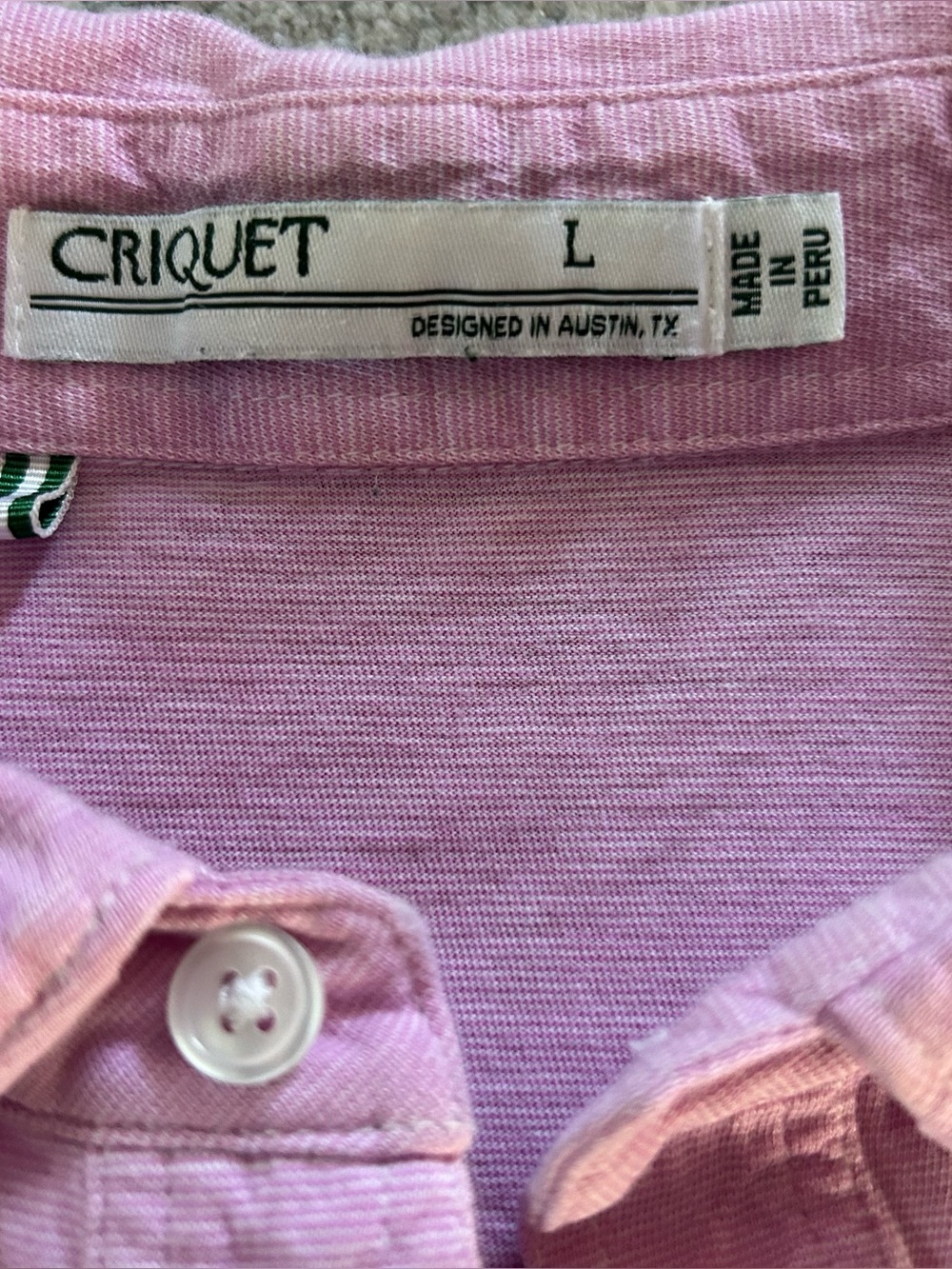 Criquet Men's Light Pink Casual Polo Golf Button-Down Shirt Large